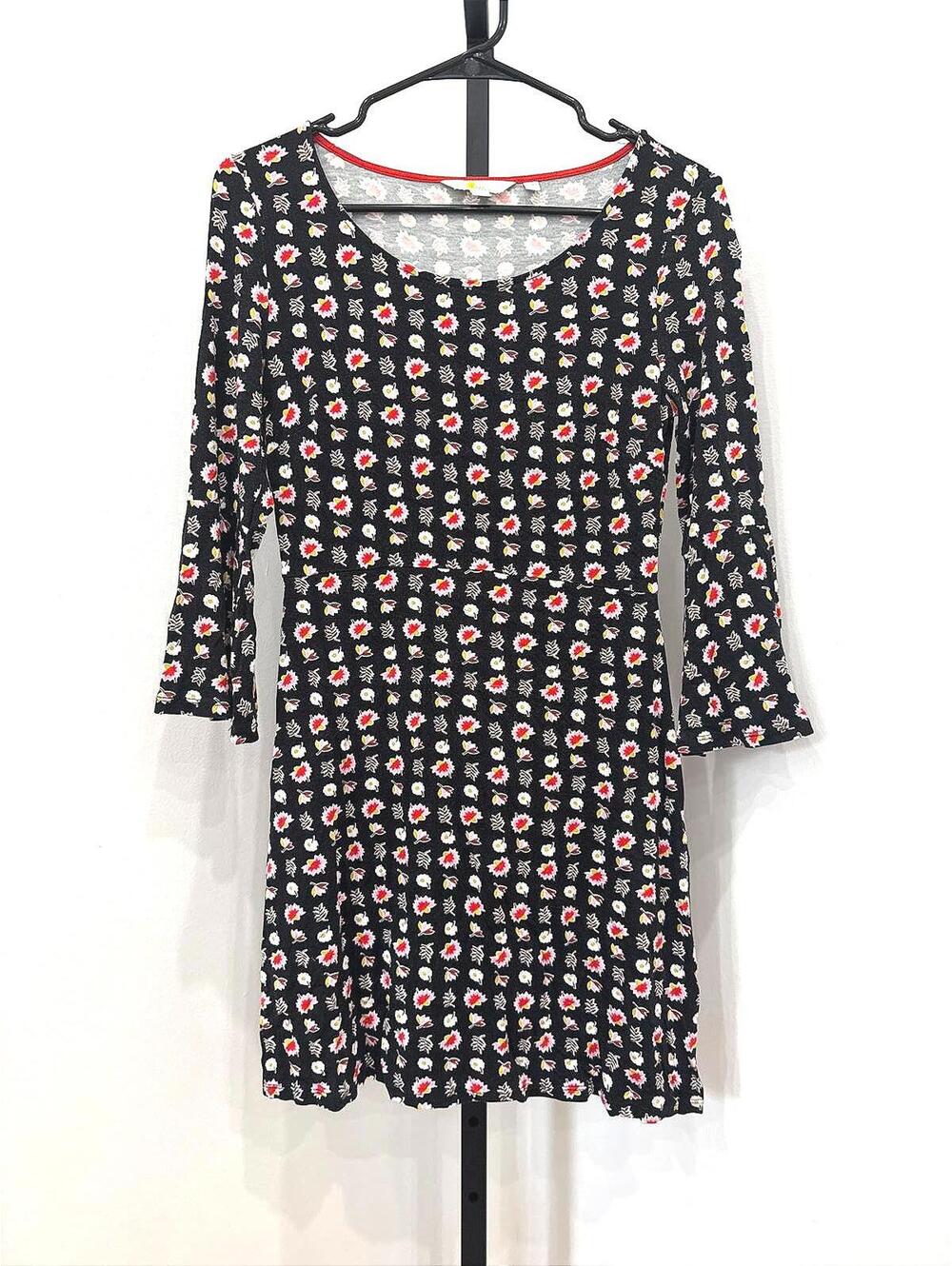 Boden Size 2 Black Floral Patterned Long Sleeve Dress